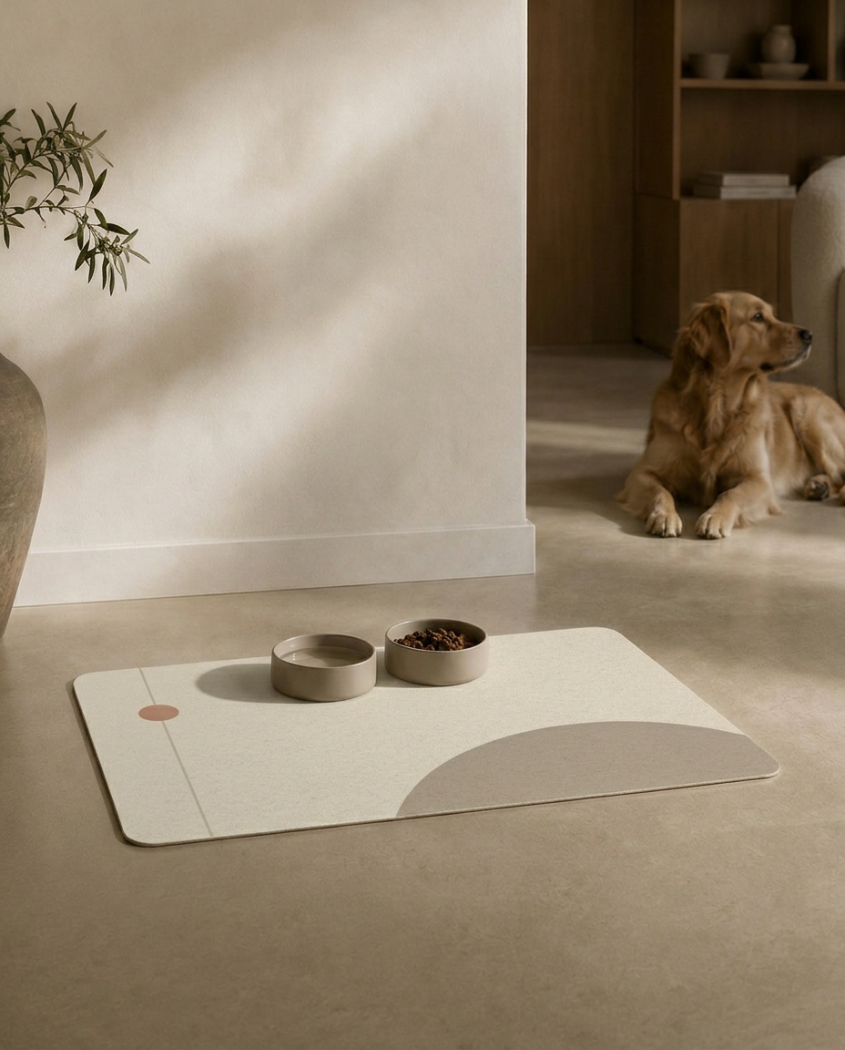 Wabi Linea modern feeding mat - a study in quiet utility